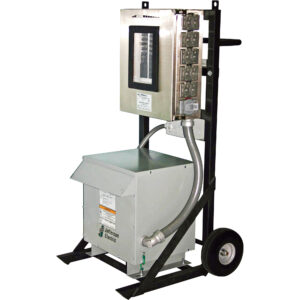 CEP Portable 2-Wheel Power Distribution Cart for Generators — 480 Volts, 100 Amps, 3-Phase, 15 kVA Transformer, Model# 6210PDC15-2