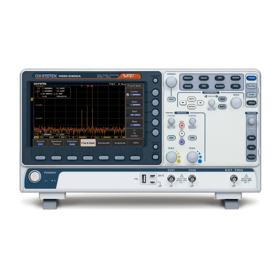 Instek MDO-2302A: 2-Channel Mixed Domain Oscilloscope with 300 MHz Bandwidth, 20 Mpts Memory, and 2 GS/s Sample Rate 1 Instek MDO-2302A: 2-Channel Mixed Domain Oscilloscope with 300 MHz Bandwidth, 20 Mpts Memory, and 2 GS/s Sample Rate