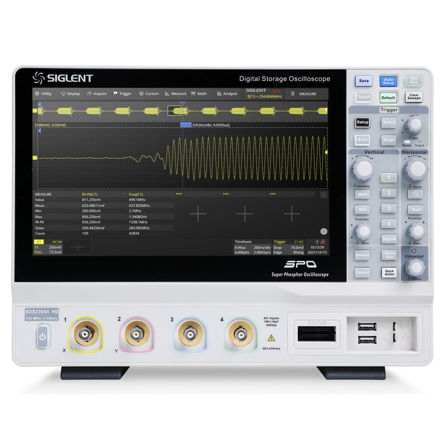 Siglent SDS2354X HD: 4-Channel, 350 MHz, 2 GS/s, 12-bit Digital Oscilloscope 1 Siglent SDS2354X HD: 4-Channel, 350 MHz, 2 GS/s, 12-bit Digital Oscilloscope
