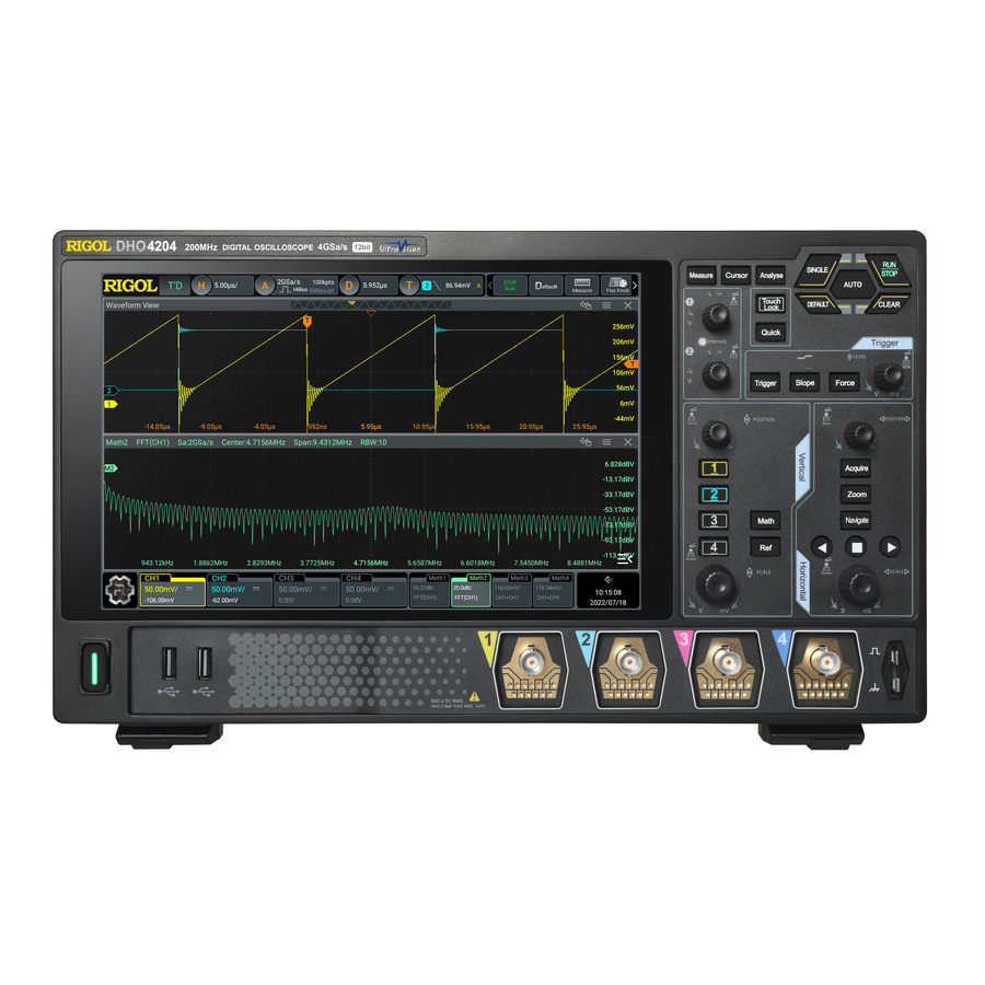 RIGOL DHO4204: 4-Channel, 200 MHz Digital Oscilloscope with 4 GS/s, 250 Mpts, and 12-bit Resolution 1 RIGOL DHO4204: 4-Channel, 200 MHz Digital Oscilloscope with 4 GS/s, 250 Mpts, and 12-bit Resolution