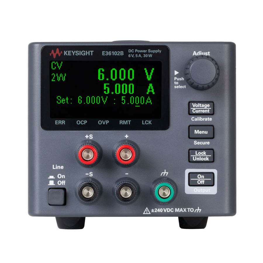 Keysight E36102B/0EM/903 DC Power Supply, Single Output, 6 V, 5 A, 30 W, 1PH 115 VAC, E36100B Series 1 Keysight E36102B/0EM/903 DC Power Supply, Single Output, 6 V, 5 A, 30 W, 1PH 115 VAC, E36100B Series