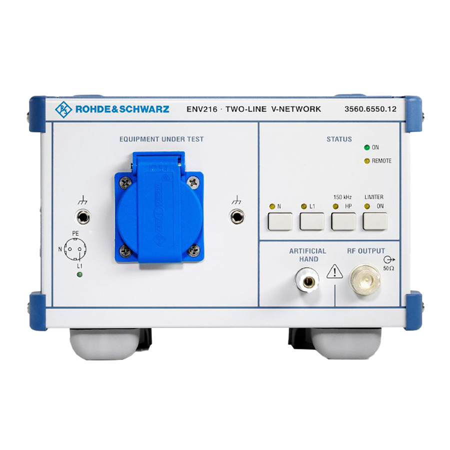 Rohde & Schwarz ENV216: 2-Line Impedance Stabilization Network for Enhanced Signal Integrity 1 Rohde & Schwarz ENV216: 2-Line Impedance Stabilization Network for Enhanced Signal Integrity