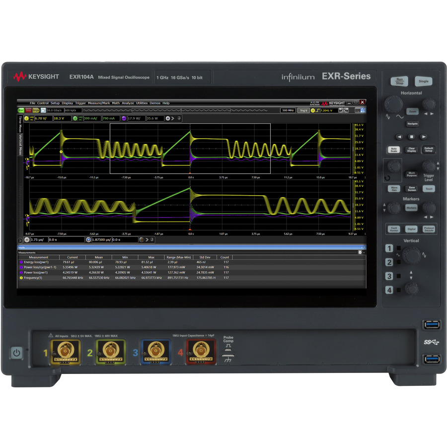 Keysight EXR104A: 4-Channel, 1 GHz, 100 Mpts, 16 GS/s, 10-bit Mixed Signal Oscilloscope 1 Keysight EXR104A: 4-Channel, 1 GHz, 100 Mpts, 16 GS/s, 10-bit Mixed Signal Oscilloscope