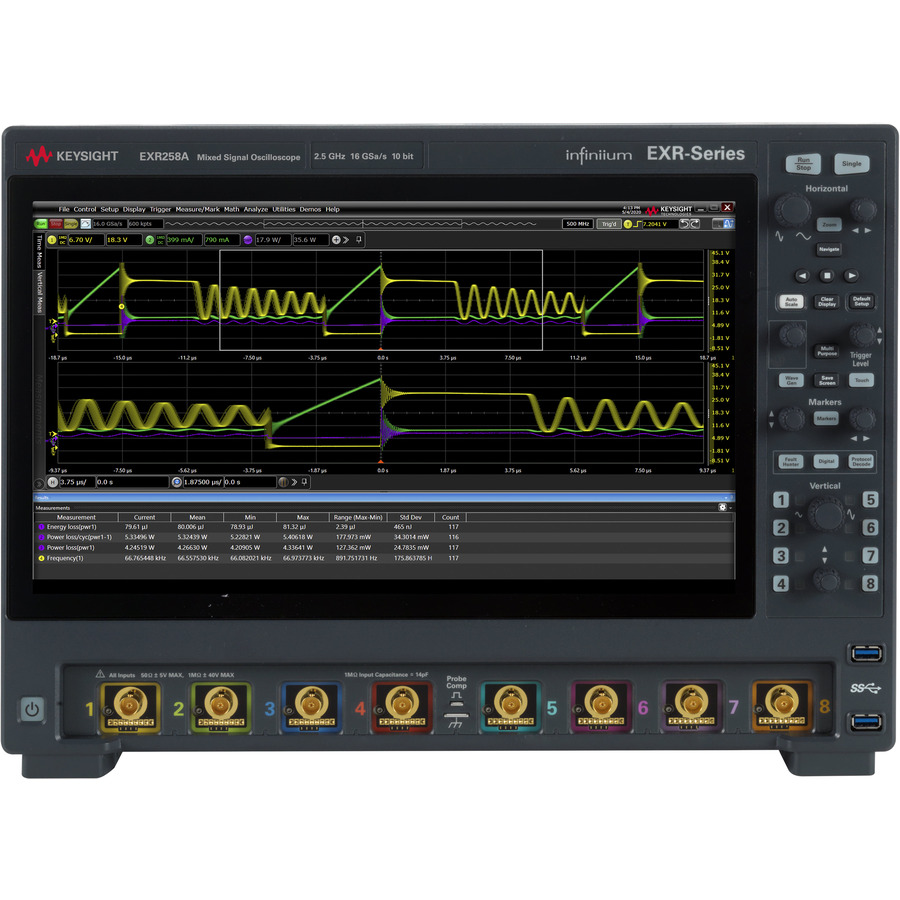 Keysight EXR258A: 8-Channel, 2.5 GHz Mixed Signal Oscilloscope with 100 Mpts, 16 GS/s, and 10-bit Resolution 1 Keysight EXR258A: 8-Channel, 2.5 GHz Mixed Signal Oscilloscope with 100 Mpts, 16 GS/s, and 10-bit Resolution