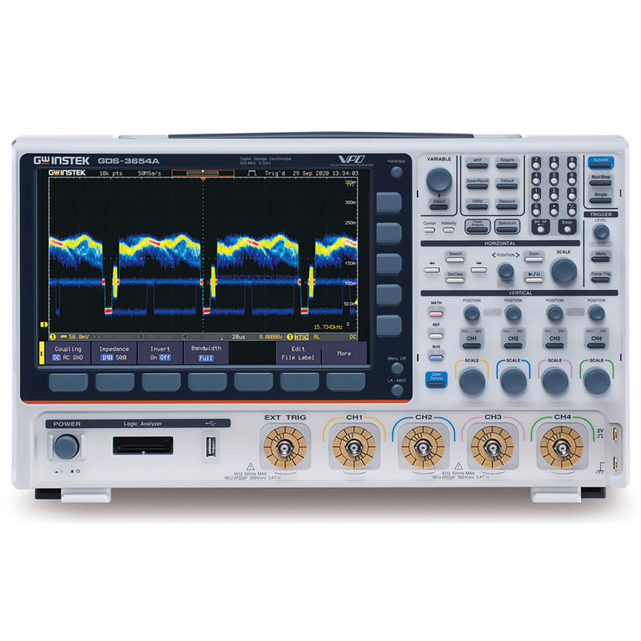 Instek GDS-3654A: 4-Channel, 650 MHz, 5 GS/s, 200 Mpts Mixed Signal Oscilloscope 1 Instek GDS-3654A: 4-Channel, 650 MHz, 5 GS/s, 200 Mpts Mixed Signal Oscilloscope