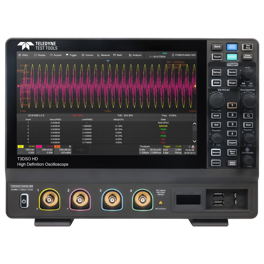 Teledyne LeCroy T3DSO2104HD-MS: 100 MHz, 4/16 CH, 2 GS/s Mixed Signal Oscilloscope 1 Teledyne LeCroy T3DSO2104HD-MS: 100 MHz, 4/16 CH, 2 GS/s Mixed Signal Oscilloscope