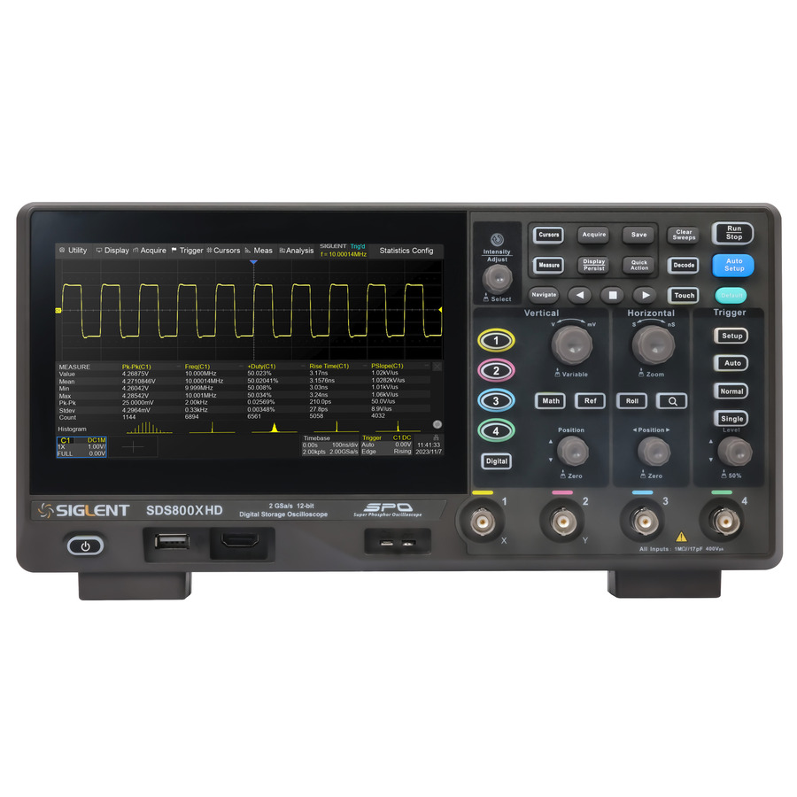 Siglent SDS824X HD MSO: 4-Channel, 200 MHz, 2 GS/s, 50 Mpts, 12-bit Oscilloscope 1 Siglent SDS824X HD MSO: 4-Channel, 200 MHz, 2 GS/s, 50 Mpts, 12-bit Oscilloscope